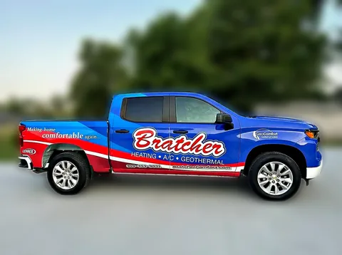 Bratcher Heating and Air fleet truck wrap by Chicago Fleet Wraps