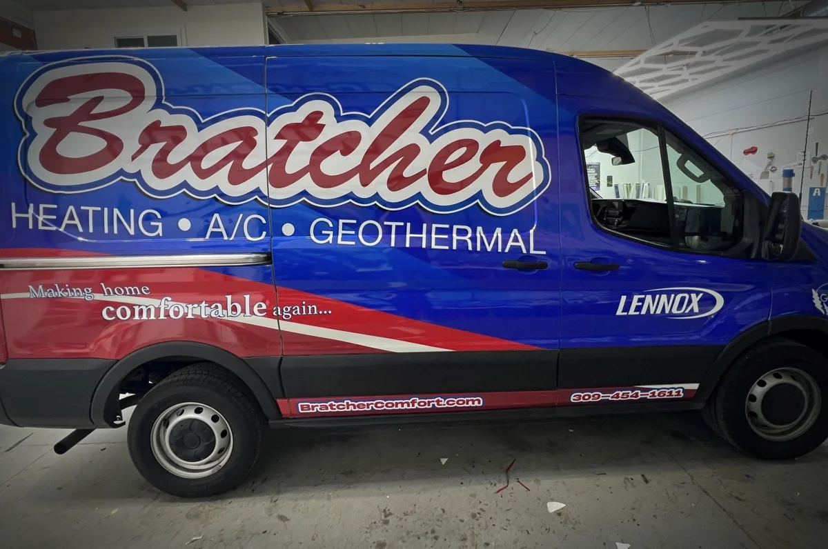 Bratcher Heating and Cooling Ford Transit full color-change wrap