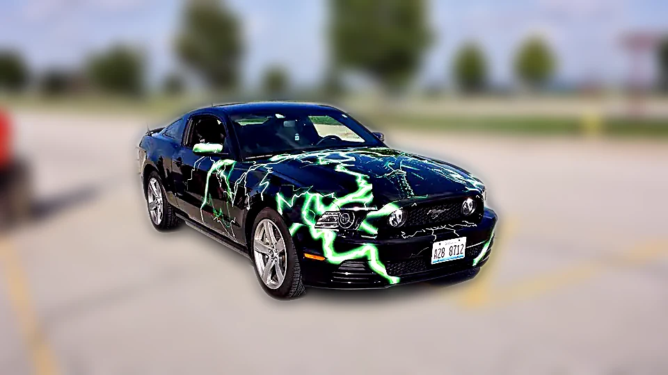Mustang lightning graphic wrap. Chicago Fleet Wraps