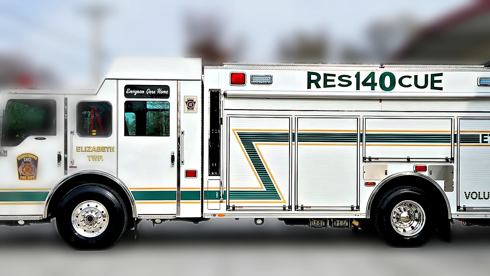 Green Valley Fire Department firetruck before wrap, plain white