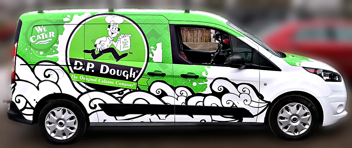 DP Dough mixed delivery fleet presentation with one van and two compact cars