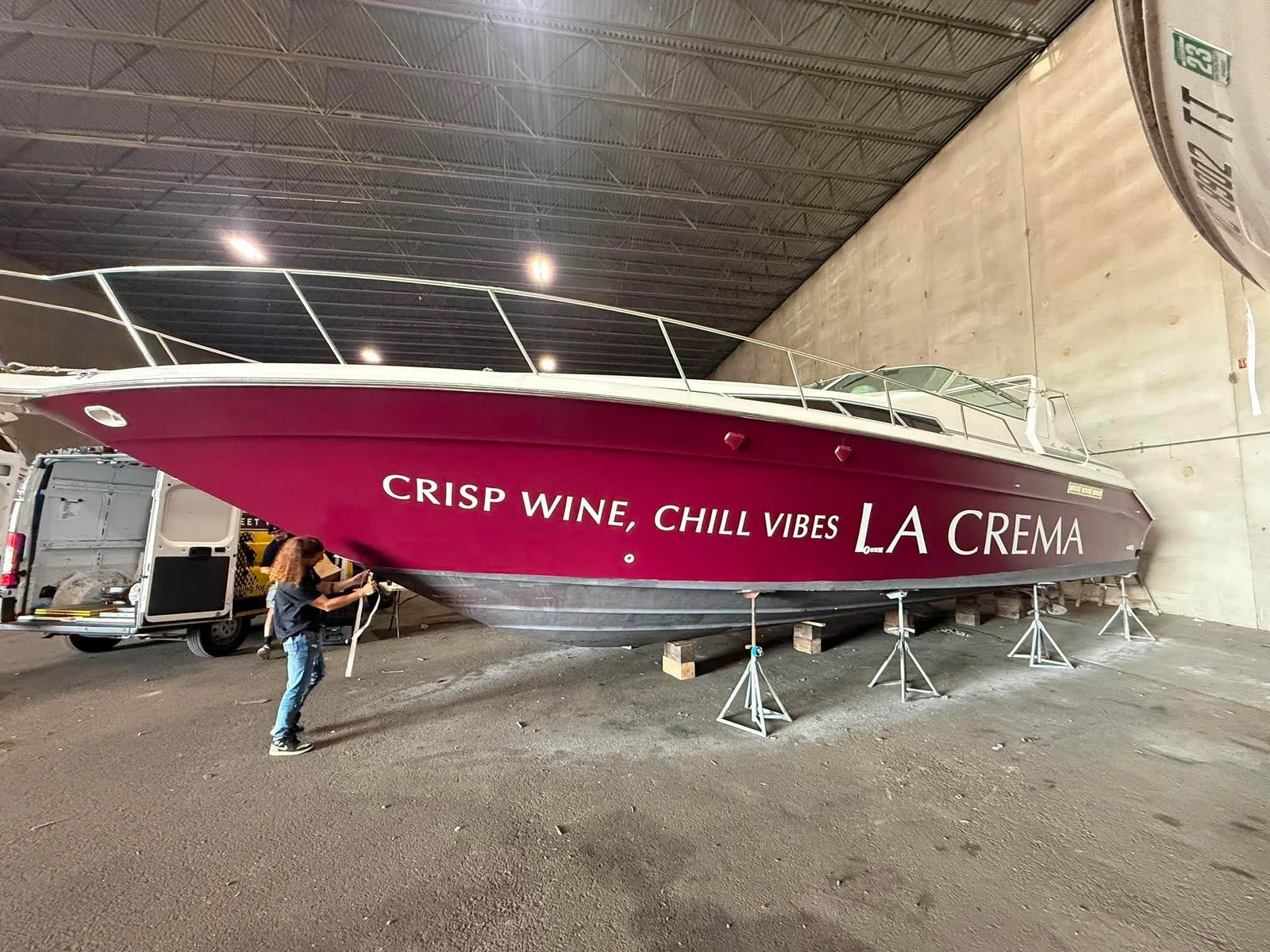 La Crema Marine boat wrap by Chicago Fleet Wraps