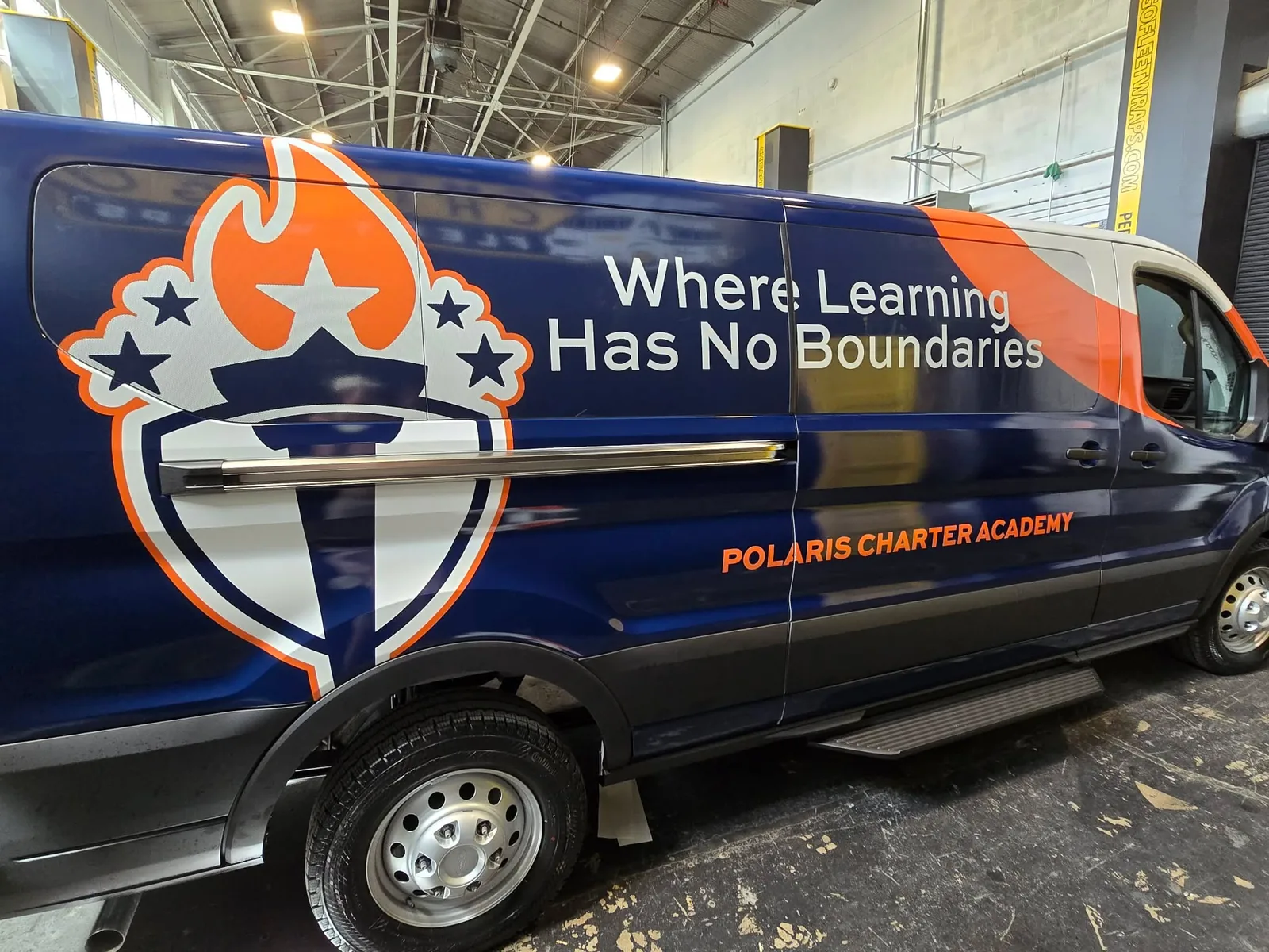 Polaris Charter Education Ford Transit van wrap by Chicago Fleet Wraps