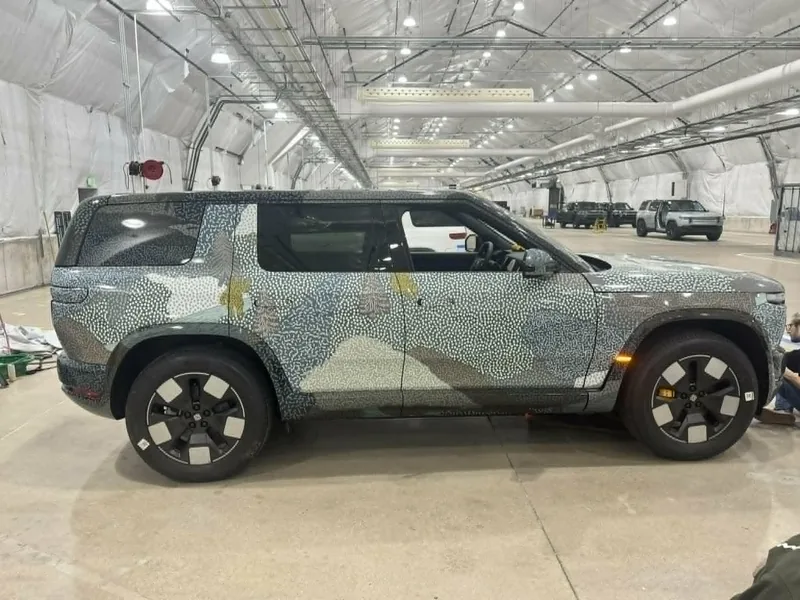 Rivian R2S pre-production camouflage wrap by Chicago Fleet Wraps
