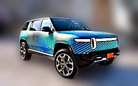 Rivian with blue holographic color-shift wrap in Chicago