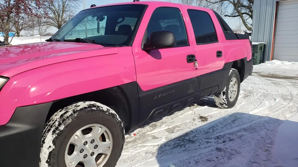 Pink pickup truck wrap — Chicago Fleet Wraps