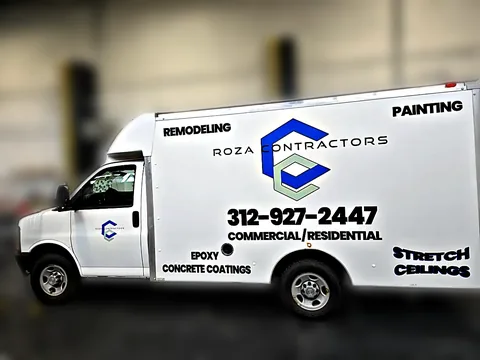 Chicago Roza Contractors box truck wrap by Chicago Fleet Wraps