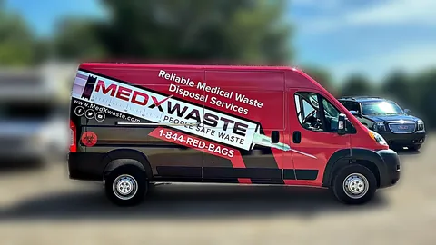 Medxwaste Ford Transit van wrap by Chicago Fleet Wraps