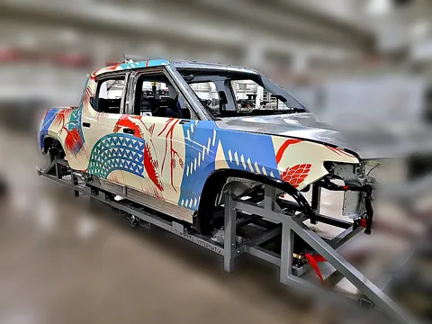 Rivian R1T pickup custom wrap by Chicago Fleet Wraps