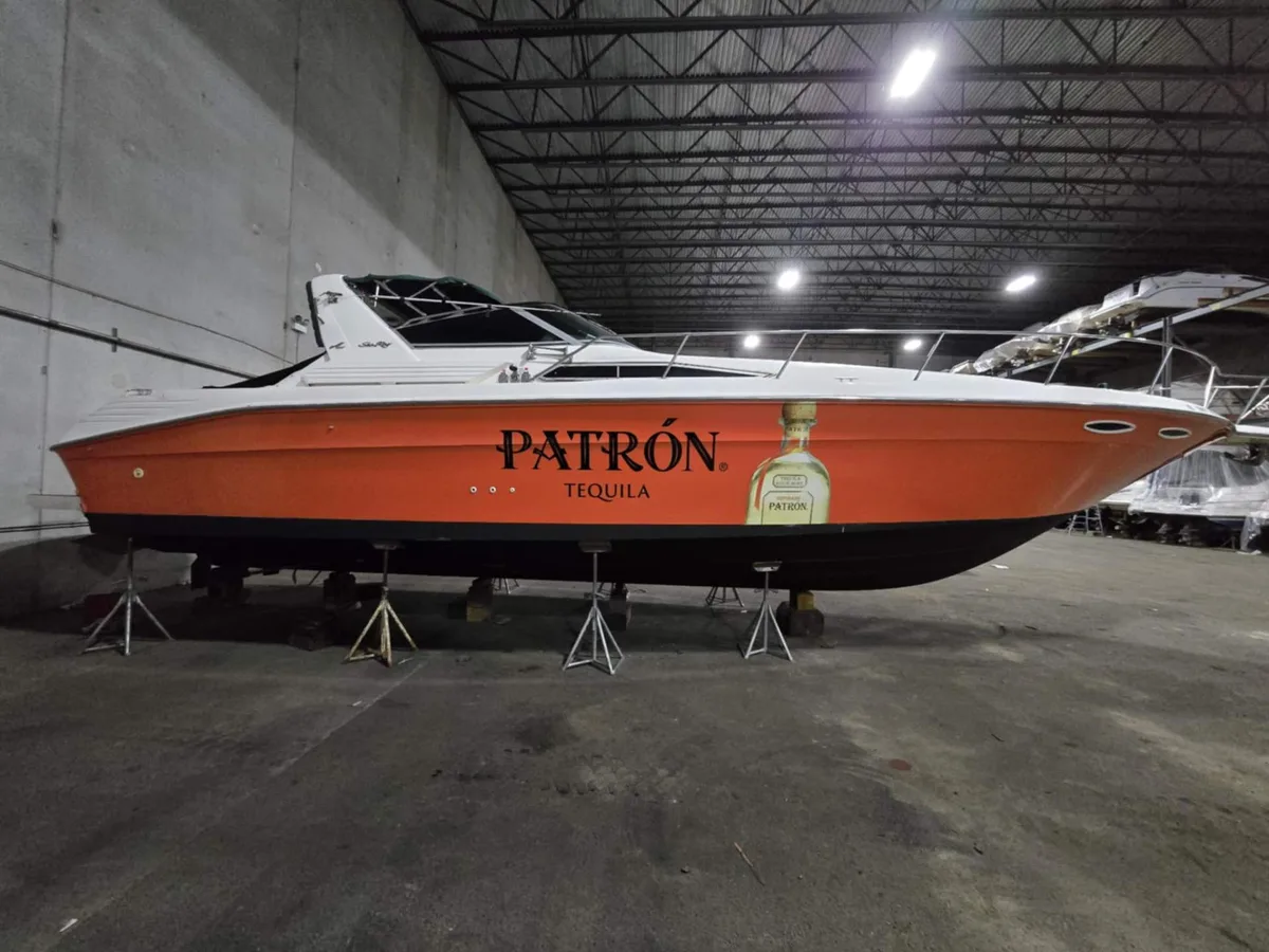 Patron boat wrap — starboard view